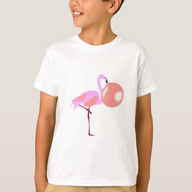 Bubble Gum Flamingo Blowing Bubble T-Shirt (Front)