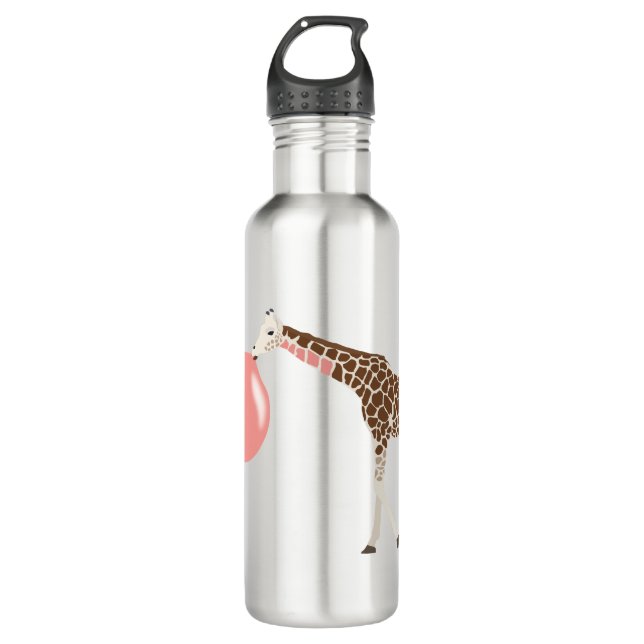Bubble Gum Giraffe Blowing Bubble  710 Ml Water Bottle (Front)