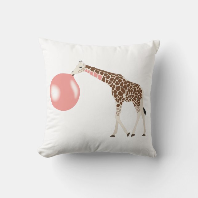 Bubble Gum Giraffe Blowing Bubble Cushion (Front)