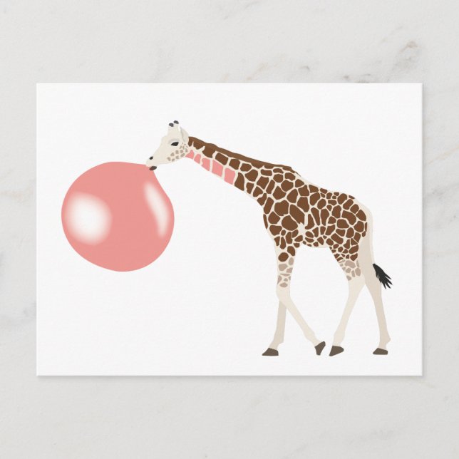 Bubble Gum Giraffe Blowing Bubble Postcard (Front)