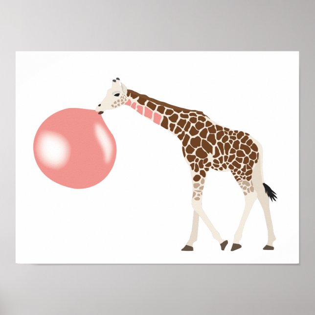 Bubble Gum Giraffe Blowing Bubble Poster (Front)