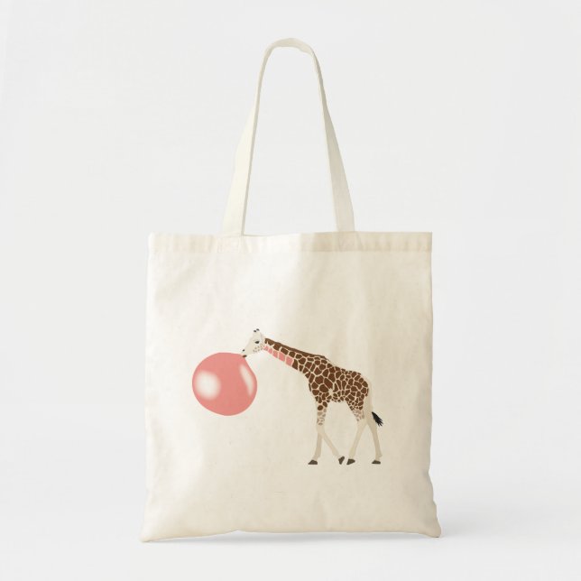 Bubble Gum Giraffe Blowing Bubble Tote Bag (Front)