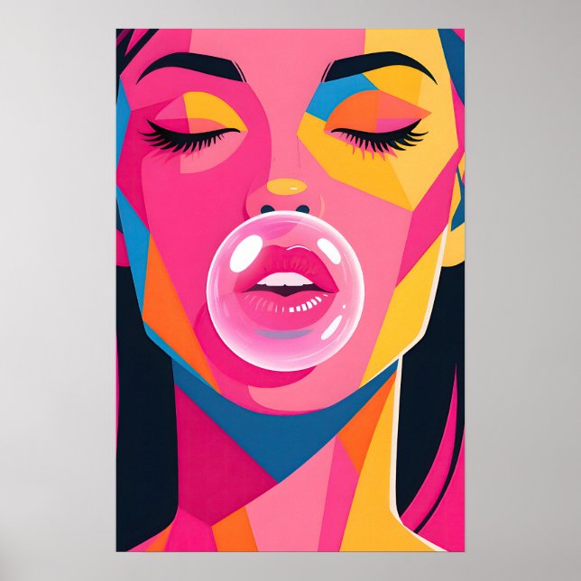 Bubble Gum Girl Pop Art Poster (Front)