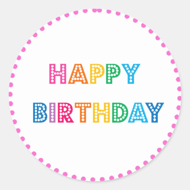 Bubble Gum Happy Birthday Party Classic Round Sticker (Front)