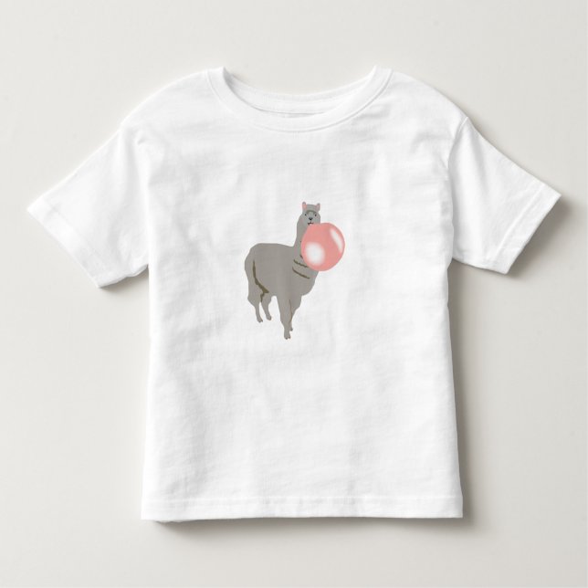 Bubble Gum Llama Blowing Bubble Toddler T-Shirt (Front)