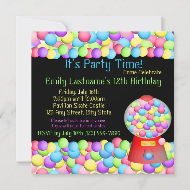 Bubble Gum Party Invitation (Front)