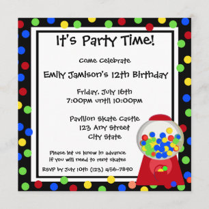 Bubble Gum Party Invitation