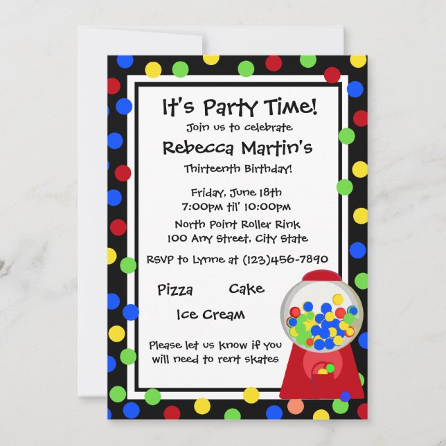Bubble Gum Party Invitation (Front)