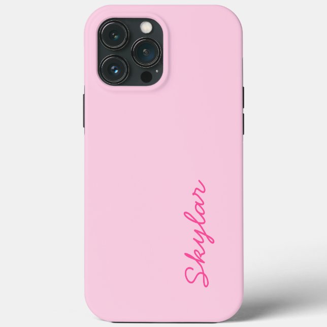 Bubble Gum Pink Hot Pink Custom Cursive Name Case- Case-Mate iPhone Case (Back)