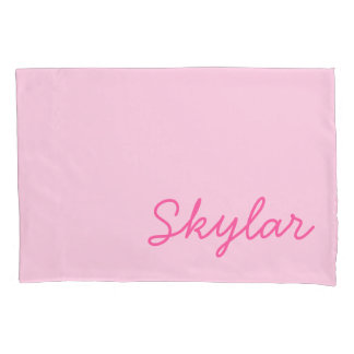 Bubble Gum Pink Hot Pink Custom Cursive Name Pillowcase