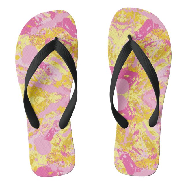 Bubble Gum Pink Paint Splatter Thongs (Footbed)