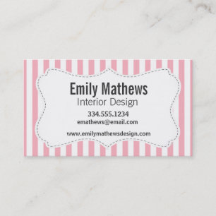 Bubble Gum Pink Stripes; Striped Business Card