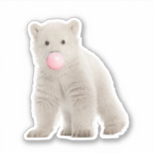 Bubble Gum Polar Bear Vinyl Sticker