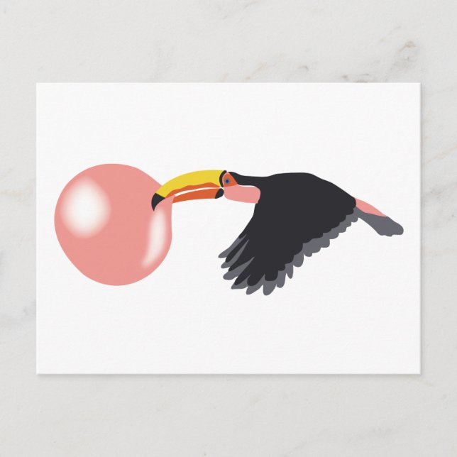 Bubble Gum Toucan Blowing Bubble Postcard (Front)