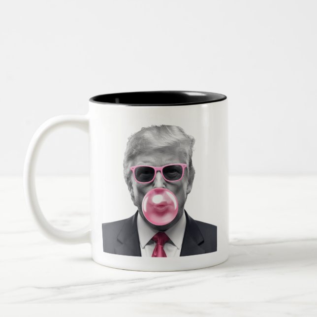Bubble Gum Trump Donald Trump 2024 Vote for Trump  Two-Tone Coffee Mug (Left)
