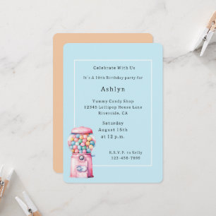 Bubble Gum Whimsical Birthday Invitation