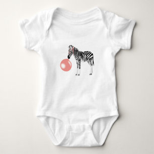 Bubble Gum Zebra Blowing Bubble Baby Bodysuit