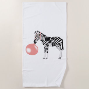 Bubble Gum Zebra Blowing Bubble Beach Towel