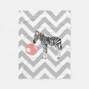 Bubble Gum Zebra Blowing Bubble Fleece Blanket