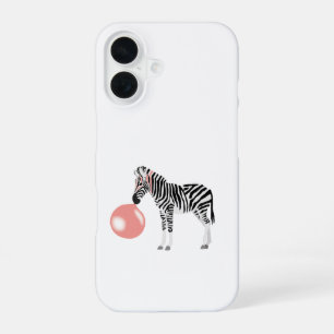 Bubble Gum Zebra Blowing Bubble iPhone 16 Case