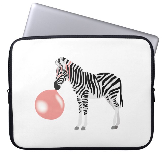 Bubble Gum Zebra Blowing Bubble Laptop Sleeve (Front)