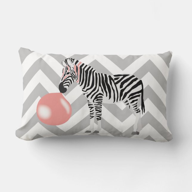 Bubble Gum Zebra Blowing Bubble Lumbar Cushion (Front)