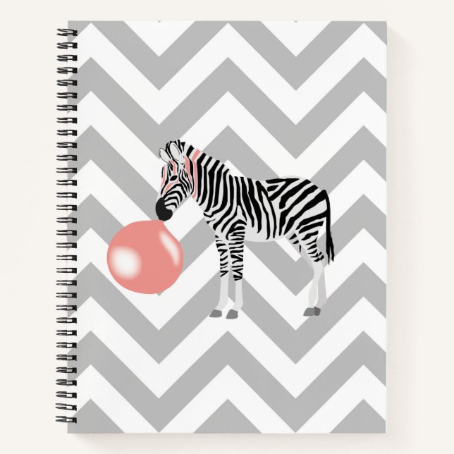Bubble Gum Zebra Blowing Bubble Notebook (Front)