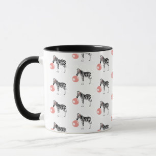 Bubble Gum Zebra Blowing Bubble Pattern Mug
