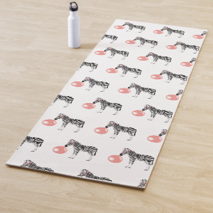 Bubble Gum Zebra Blowing Bubble Pattern Yoga Mat