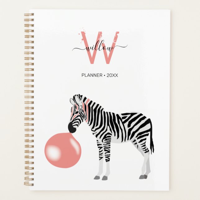 Bubble Gum Zebra Blowing Bubble Planner (Front)