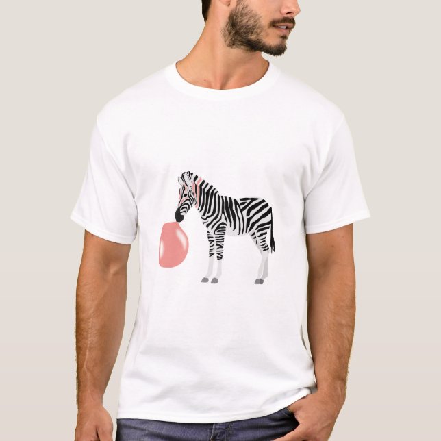Bubble Gum Zebra Blowing Bubble T-Shirt (Front)