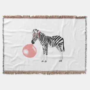 Bubble Gum Zebra Blowing Bubble Throw Blanket