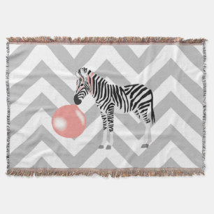 Bubble Gum Zebra Blowing Bubble Throw Blanket