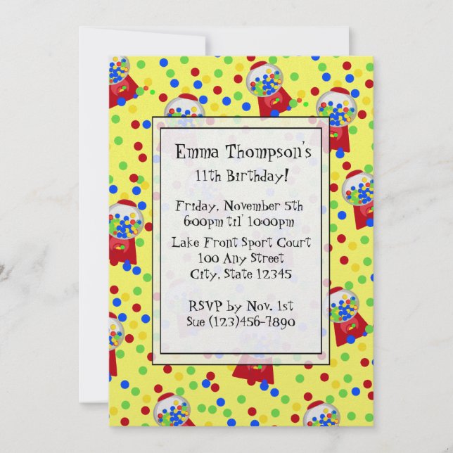 Bubble Gumballs Party Invitation (Front)
