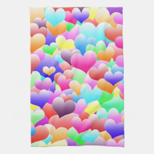 Bubble Hearts Dark Tea Towel