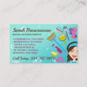Bubble Janitorial House Cleaning Service Business Card