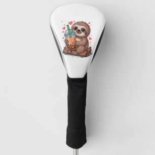 Bubble Kawaii Sloth Drinking Boba Tea T-Shirt Golf Head Cover