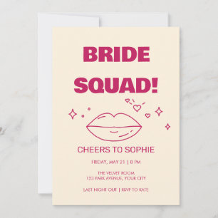 Bubble Letter Bride Squad Bachelorette Invitation