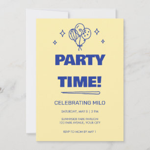 Bubble Letter Party Time Kids Birthday Invitation