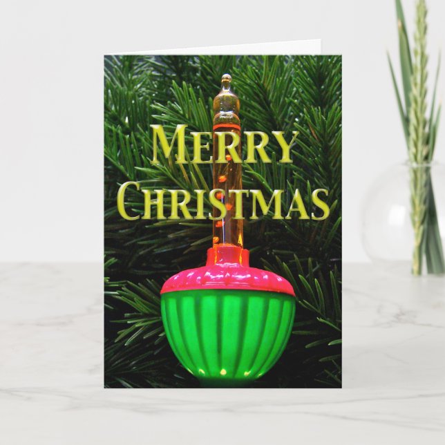 Bubble Light Merry Christmas Greeting Card (Front)