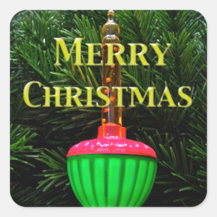Bubble Light Merry Christmas Greeting Stickers