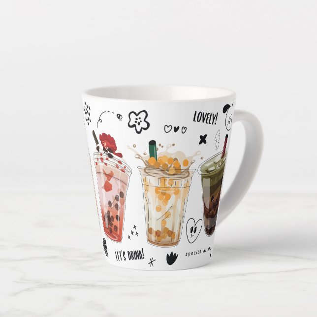  Bubble milk tea Latte Mug (Right Angle)