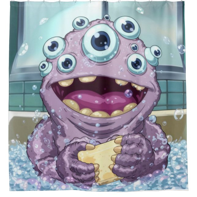 Bubble Monster Shower Curtain (Front)