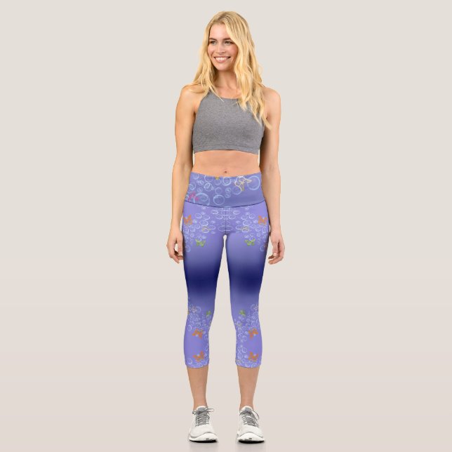 Bubble n Butterflies Capri Leggings (Front)