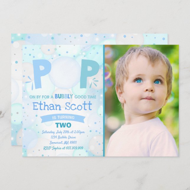 Bubble Party Birthday Invitation Bubbly Birthday (Front/Back)
