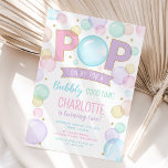 Bubble Party Birthday Invitation, Pop Party Girl Invitation<br><div class="desc">Get ready to POP with excitement! This pastel Bubble Party Birthday Invitation is the perfect way to kick off a bubbly good time. Featuring playful, colourful bubbles, glittery gold accents, and a fun “Pop On By” headline, it’s ideal for a girl's summer birthday bash for 1st birthday. The pastel colour...</div>