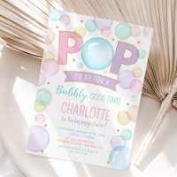 Bubble Party Birthday Invitation, Pop Party Girl