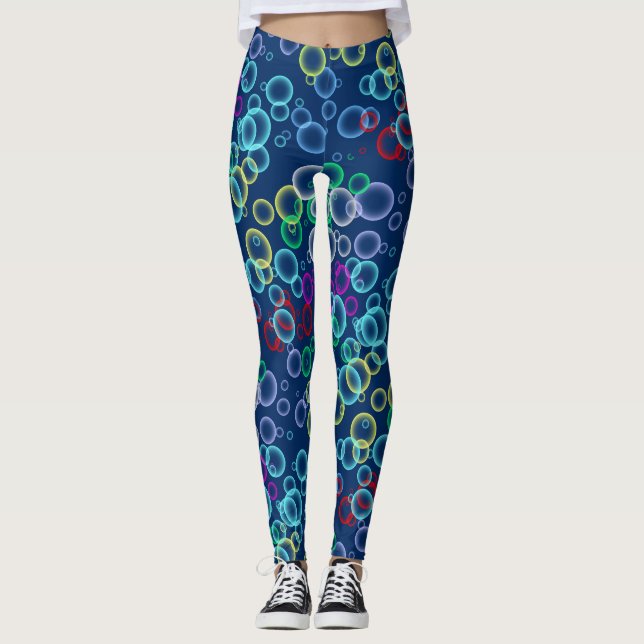 bubble pattern 02.b DBlue BG Leggings (Front)