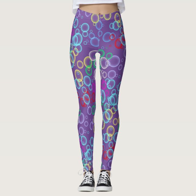bubble pattern 02.b LPurple BG Leggings (Front)