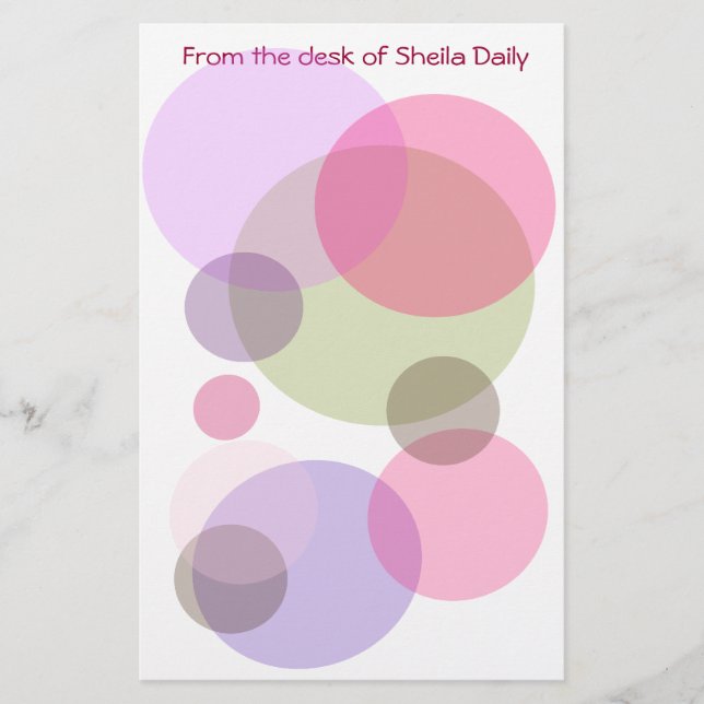 Bubble Pinks Personalised Stationary Stationery (Front)